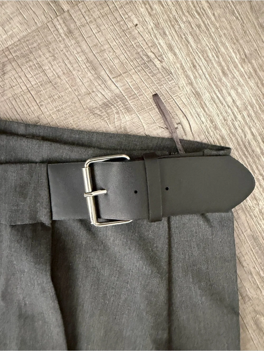 Zara Gray Pleated Mini Skort with Black Belt